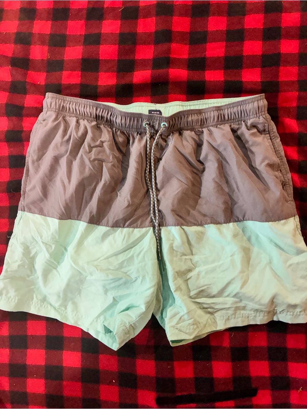 George Two-Tone Swim Trunks - Gray & Mint